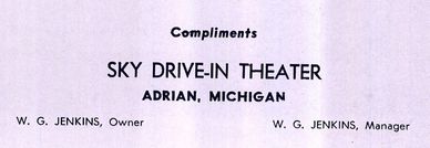 Sky Drive-In Theatre - From Adrian High School Yearbook